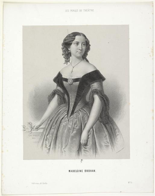 Portrait gravé de Madeleine Brohan comédienne sociétaire de la Comédie-Française créatrice du rôle de Camille en 1861